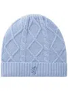 Pringle Of Scotland Cable-knit Cashmere Beanie In Blue