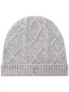 Pringle Of Scotland Cable-knit Cashmere Beanie In Grey
