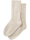 Pringle Of Scotland Cable-knitt Cashmere Socks In Neutrals