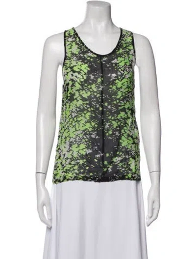 Pre-owned Pringle Of Scotland Camouflage Print Scoop Neck Top In Green