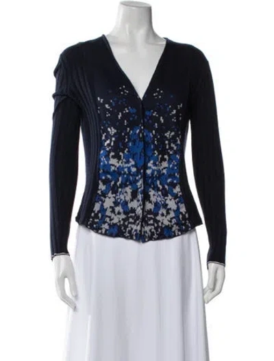 Pre-owned Pringle Of Scotland Cashmere Graphic Print Sweater In Blue