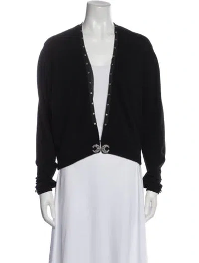 Pre-owned Pringle Of Scotland Cashmere Open Front Sweater In Black