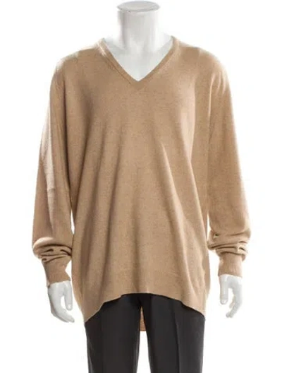 Pre-owned Pringle Of Scotland Cashmere V-neck Cardigan In Neutral