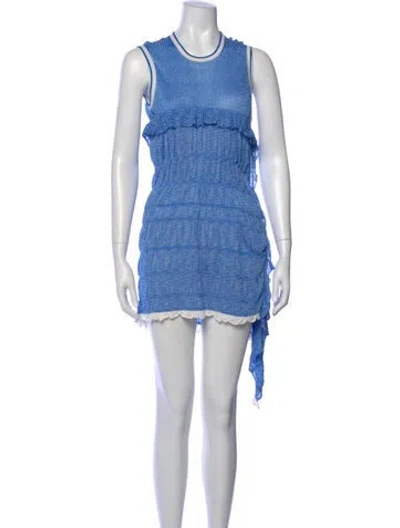 Pre-owned Pringle Of Scotland Colorblock Pattern Mini Dress W/ Tags In Blue