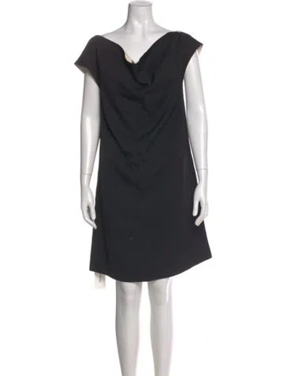 Pre-owned Pringle Of Scotland Cowl Neck Mini Dress In Black