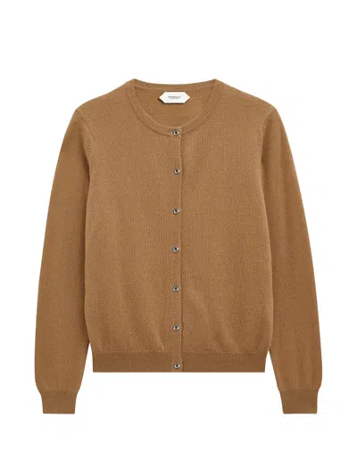 Pringle Of Scotland Crew-neck Cashmere Cardigan In Brown