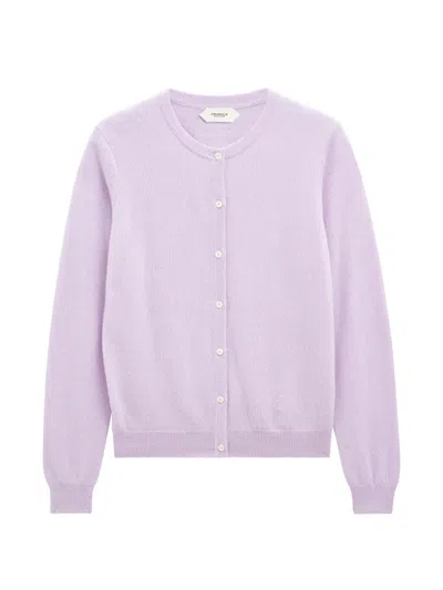 Pringle Of Scotland Crew-neck Cashmere Cardigan In Purple