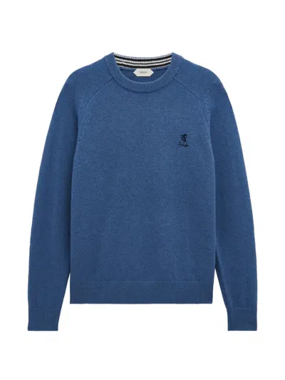 Pringle Of Scotland Crew-neck Logo Sweater In Blue