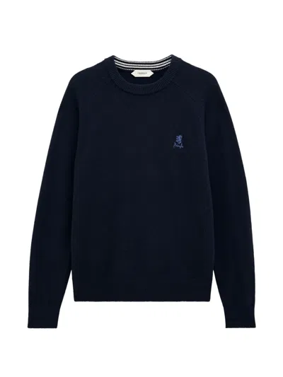 Pringle Of Scotland Crew-neck Logo Sweater In Blue