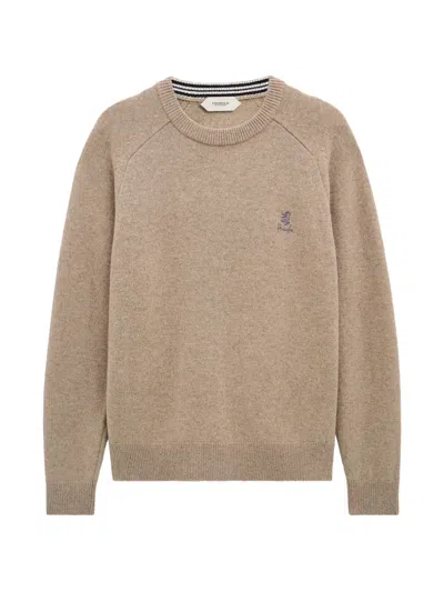 Pringle Of Scotland Crew-neck Logo Sweater In Brown