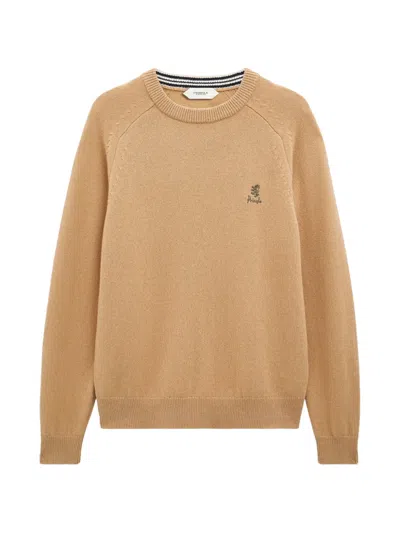 Pringle Of Scotland Crew-neck Logo Sweater In Brown