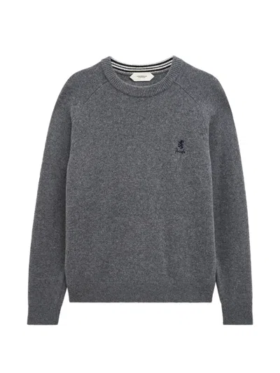 Pringle Of Scotland Crew-neck Logo Sweater In Gray