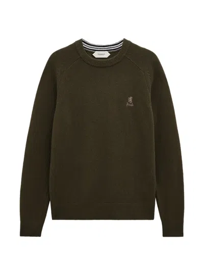 Pringle Of Scotland Crew-neck Logo Sweater In Green