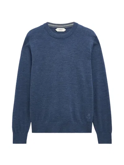 Pringle Of Scotland Crew Neck Merino Wool Sweater In Blue