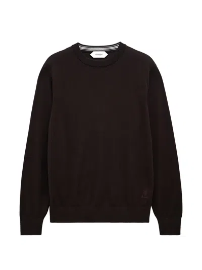 Pringle Of Scotland Crew Neck Merino Wool Sweater In Brown