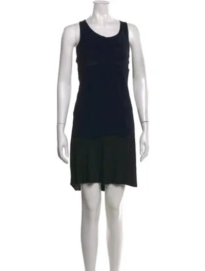 Pre-owned Pringle Of Scotland Crew Neck Mini Dress In Blue