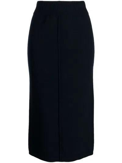 Pringle Of Scotland Elasticated-waist Wool-cashmere Blend Skirt In Blau