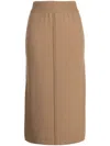 Pringle Of Scotland Elasticated-waist Wool-cashmere Blend Skirt In Brown