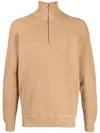 Pringle Of Scotland Half-zip Cotton Jumper In Brown