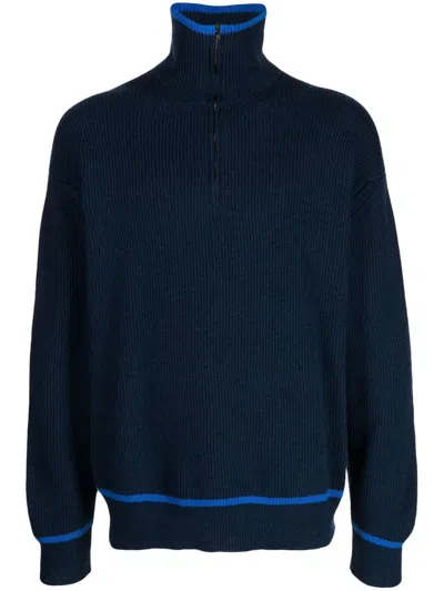 Pringle Of Scotland Half-zip Fastening Wool Jumper In Blue