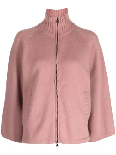 Pringle Of Scotland Wool-blend Zip-up Cardigan In Pink
