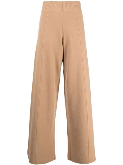 Pringle Of Scotland High-waisted Knitted Trousers In 褐色