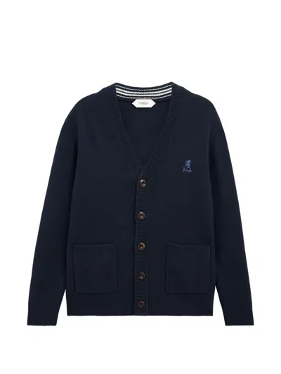 Pringle Of Scotland Logo Cardigan In Blue