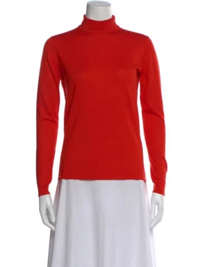 Pre-owned Pringle Of Scotland Merino Wool Turtleneck Top In Orange