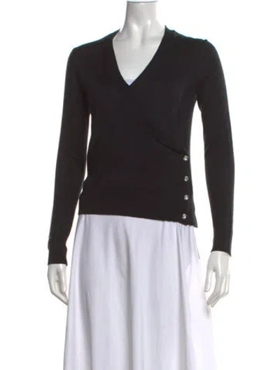 Pre-owned Pringle Of Scotland Merino Wool V-neck Sweater In Black