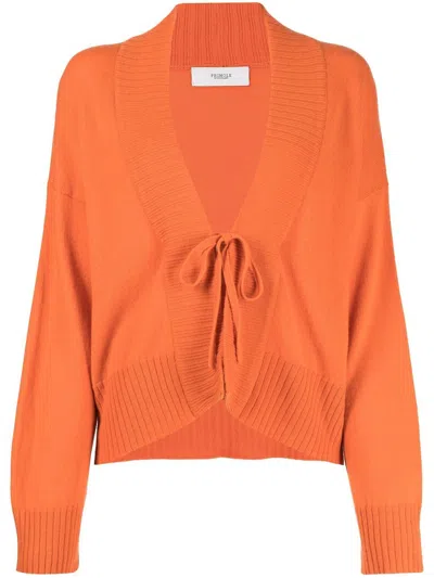 Pringle Of Scotland Open Tie-fastening Cashmere Cardigan In Burnt Orange