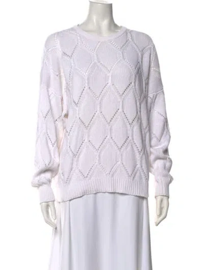Pre-owned Pringle Of Scotland Patterned Crew Neck Sweater In White