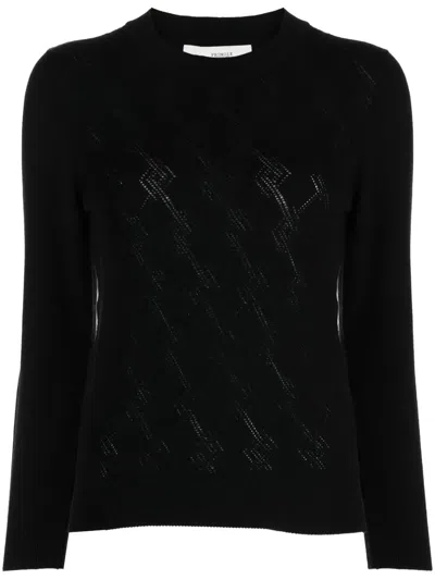Pringle Of Scotland Pointelle-argyle Knit Cashmere Jumper In Black