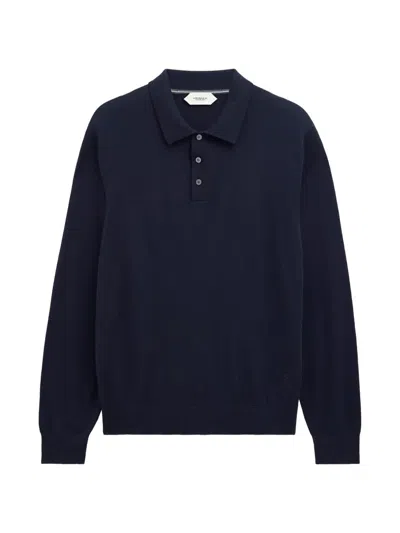 Pringle Of Scotland Polo-collar Long Sleeve Sweater In Blue