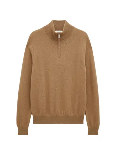 Pringle Of Scotland Quarter-zip Cashmere Sweater In Brown