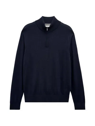 Pringle Of Scotland Quarter-zip Merino Wool Sweater In Blue