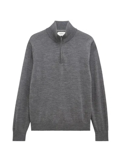 Pringle Of Scotland Quarter-zip Merino Wool Sweater In Gray