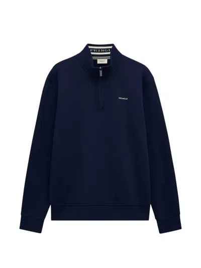 Pringle Of Scotland Quarter Zip Track Sweatshirt In Blue