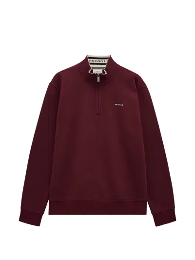 Pringle Of Scotland Quarter Zip Track Sweatshirt In Red