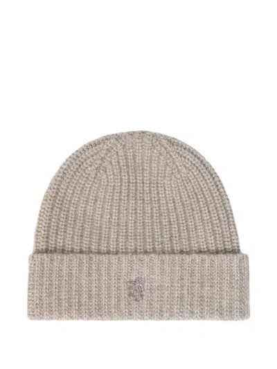 Pringle Of Scotland Ribbed Chunky Beanie In Neutral