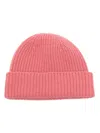 Pringle Of Scotland Ribbed-knit Turn-up Brim Beanie In Pink