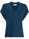 Pringle Of Scotland Ribbed V-neck Knitted Top In 蓝色