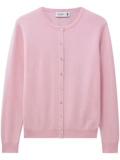 Pringle Of Scotland Round-neck Cashmere Cardigan In Pink