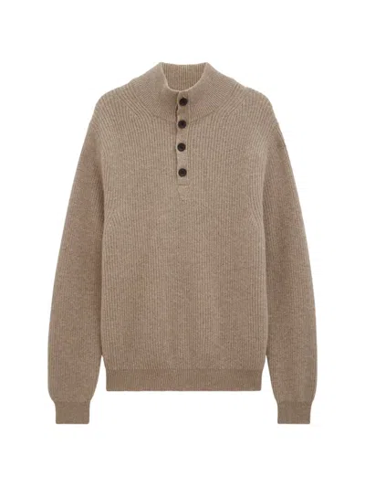 Pringle Of Scotland Turtleneck Ribbed Cashmere Sweater In Neutral
