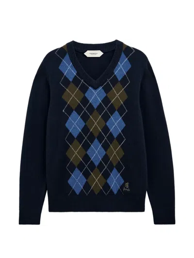 Pringle Of Scotland V-neck Argyle Sweater In Multi