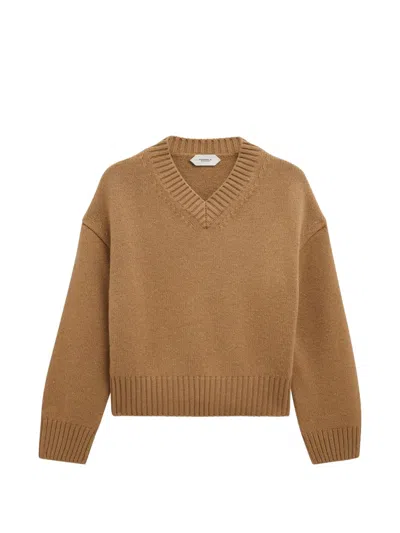 Pringle Of Scotland V-neck Cashmere Sweater In Brown