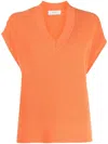 Pringle Of Scotland V-neck Ribbed Knitted Top In 橘色