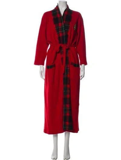 Pre-owned Pringle Of Scotland Virgin Wool Printed Robe In Red