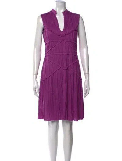 Pre-owned Pringle Of Scotland V-neck Knee-length Dress In Purple