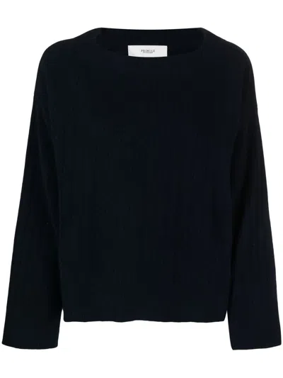 Pringle Of Scotland Wide-neck Ribbed-knit Jumper In 蓝色