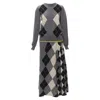 Pringle Of Scotland Wool Argyle Sweater Asymmetric Midi Skirt In Multi